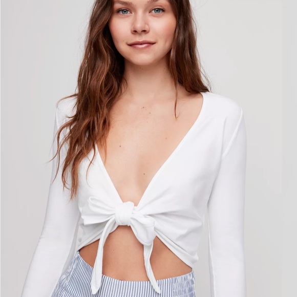 Aritzia-Sunday Best Wrap Crop Top - Picture 2 of 7